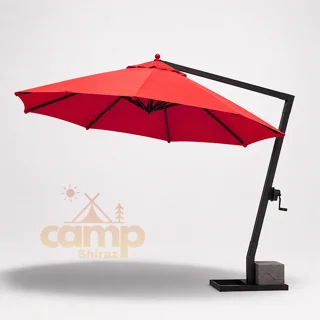 سایبان چتری ۴ متری پایه کنار برند شیراز کمپ