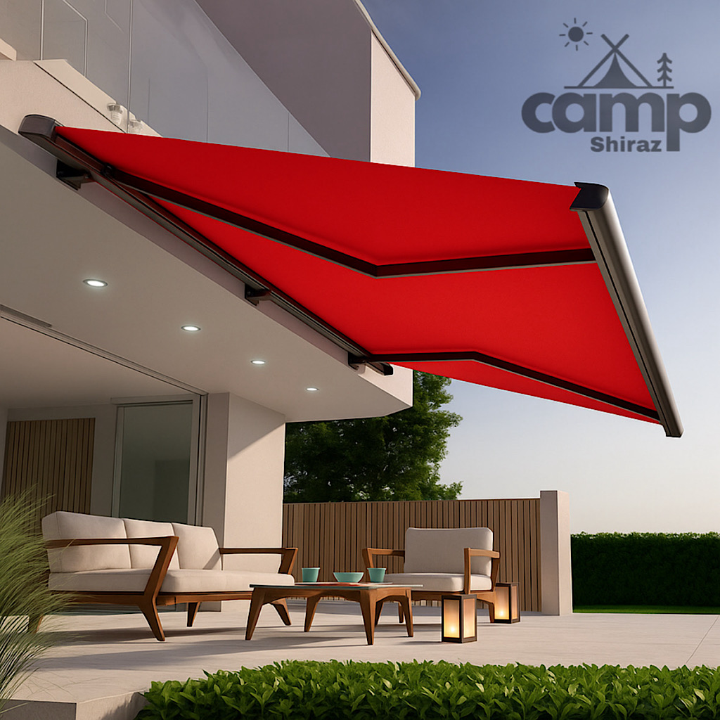 سایبان بازویی برقی اسکلت سنگین شیراز کمپ